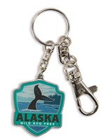 Alaska Whale Tail Emblem Pewter Key Ring