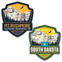 Mt Rushmore/SD State Pride Emblem Car Coaster PK of 2