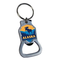 Alaska Moose Emblem Bottle Opener Key Ring