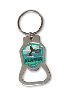 Alaska Whale Tail Emblem Bottle Opener Key Ring