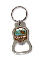 Great Smoky Elk Emblem Bottle Opener Key Ring
