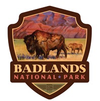 Badlands NP Bison Emblem Wood Magnet