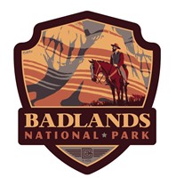 Badlands NP Song of Solitude Emblem Wooden Magnet