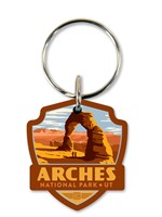 Arches NP Delicate Arch Emblem Wood Key Ring