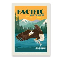 Pacific NW Eagle & Salmon Vert Sticker