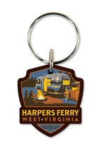 "Harpers Ferry WV" Emblem Wooden Key Ring
