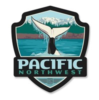 PNW Whale Tail Emblem Wooden Magnet