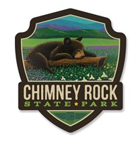 "Chimney Rock State Park" Emblem Wooden Magnet