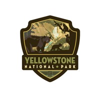 Yellowstone NP Mama Bear & Cubs Emblem Sticker