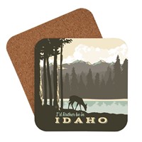 Idaho Deer Drinking from River Coaster