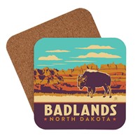 Badlands North Dakota Buffalo Emblem Coaster