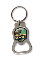 Glacier National Park Elk Emblem Bottle Opener Key Ring