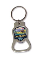 Colorado Maroon Bells Emblem Bottle Opener Key Ring