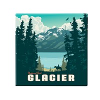 Glacier National Park Horseback Rider Square Magnet