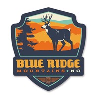 Blue Ridge Mountains Deer Emblem Wooden Magnet