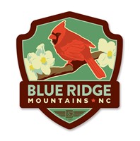 Blue Ridge Mountains Cardinal In Dogwood Emblem Wooden Magnet