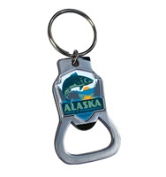 Alaska Salmon Emblem Bottle Opener Key Ring