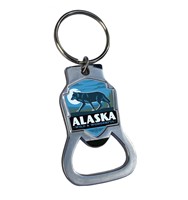Alaska Wolf Emblem Bottle Opener Key Ring