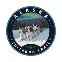 Alaska Dog Sled Circle Sticker