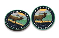 Montana Big Sky Country Elk Circle Wood Magnet