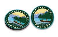 Flathead Lake Montana Circle Wood Magnet