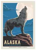 Alaska Wolf & Moon Postcard