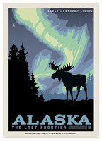 Alaska Northern Lights Moose Postcard