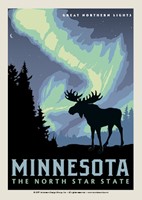 MN Northern Lights Moose Postcard
