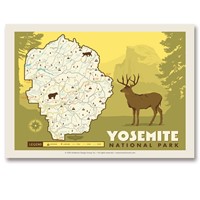 Yosemite Map Postcard