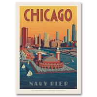 Chicago Navy Pier Aerial View Postcard