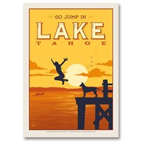 Lake Tahoe Go Jump In Postcard