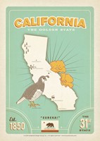 State Pride Print California Postcard