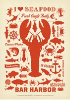Lobster Pattern Print Bar Harbor Postcard