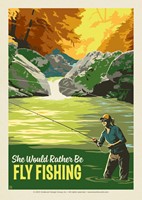 She Would Rather Be Fly Fishing Postcard
