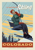 I'd Rather Be Skiing CO Postcard