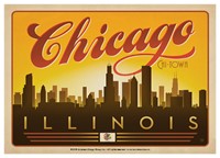 Chicago Sunset Skyline Postcard