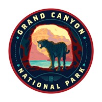 Grand Canyon NP SaberToothed Cat Circle Sticker