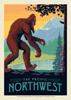 Pacific Northwest Mountain Lake Bigfoot Postcard