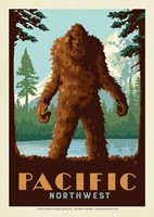 PNW Mountain Lake Sasquatch Postcard