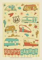 Happy Camper Trailer Pattern Postcard