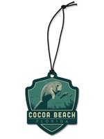Cocoa Beach Manatee Emblem Wooden Ornament