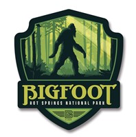 Hot Springs NP Bigfoot Emblem Wood Magnet