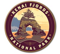 Kenai Fjords NP Kayaker Circle Magnet