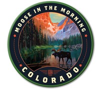 Colorado Moose in the Morning Circle Magnet