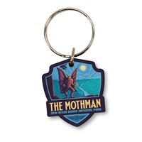 New River Gorge's Mothman Emblem Wood Key Ring 1/8