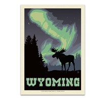 Wyoming Northern Lights Moose Postcard