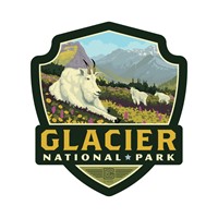 Glacier NP Goats in the Valley Small Emblem Sticker
