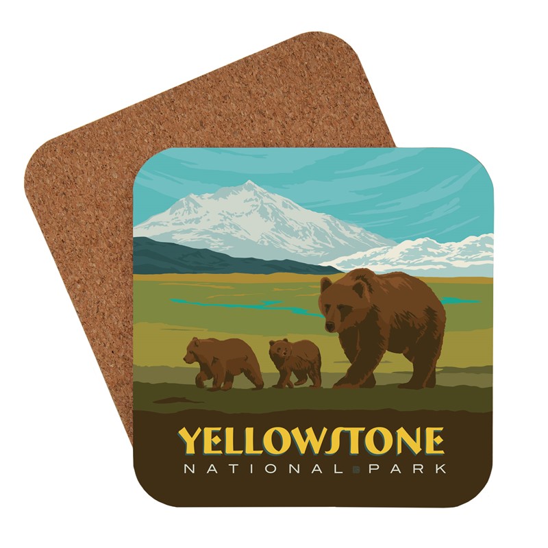 Yellowstone Bear Family Coaster American made coasters